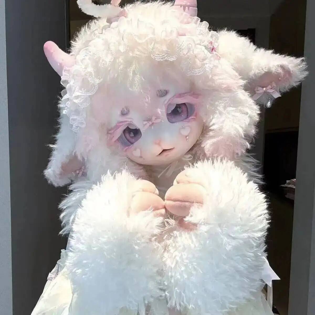 Anime Cosplay With Mask - Handgefertigter Kig Fursuit Kopf: Süße Schaf-Lamm-Kemono-Maske,