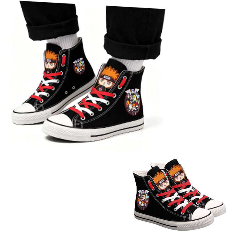 Anime Cosplay Ideas For Couples - Naruto Uzumaki High-Top-Leinenschuhe für Herren und