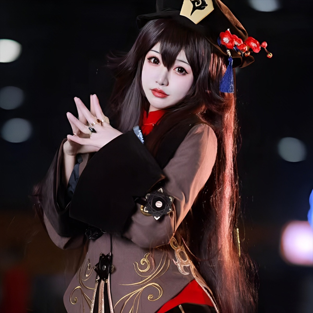 Anime Cosplay Duo - Genshin Impact Hu Tao Cosplay-Perücke, lange,
