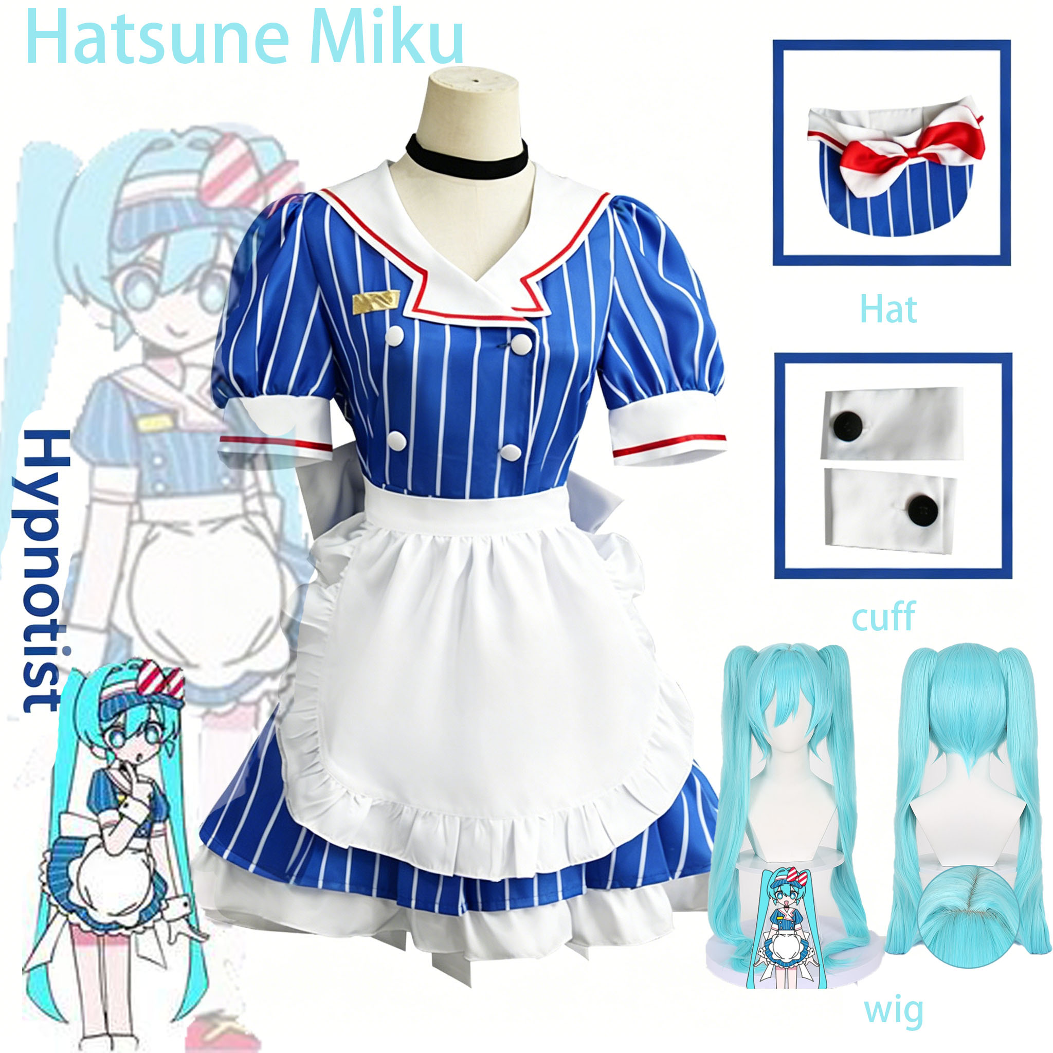 Anime Cosplay Duo - Anime Hypnotist Maid Uniform Cosplay Komplettset