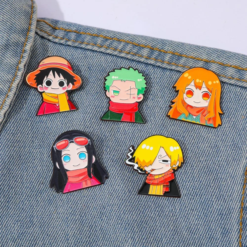 Anime Cosplay Luffy - 5 Stück Niedliche Anime-Cartoon-Broschen Lustige Nami