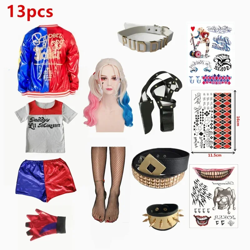 Anime Harley Quinn Cosplay - ABC123Halloween Kinder- und Erwachsenen-Cosplay-Kostüm Quinn Squad