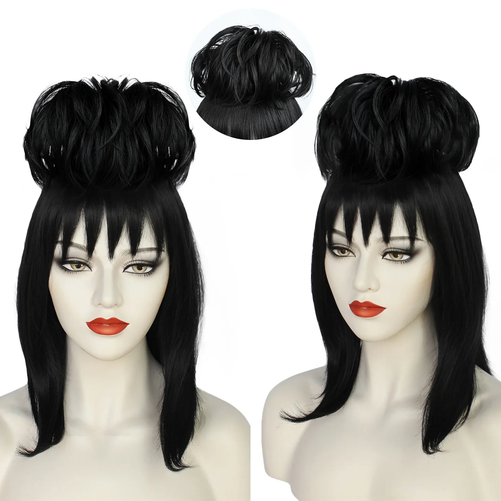 Anime Cosplay Girl With Black Hair - Lydia Deetz Cosplay Perücke Braut Kleid