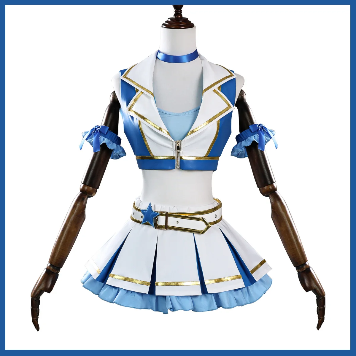 Blau Weiß PU Mantel Rock Perüc – Re Zero Rem Wig Bewertung und Preis