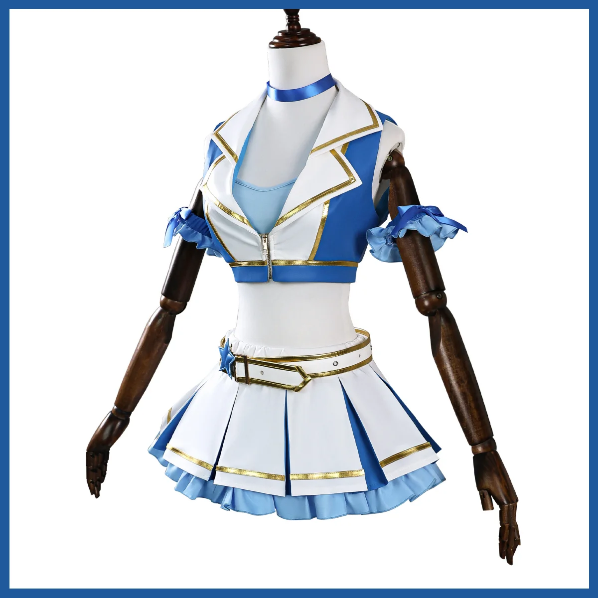 Blau Weiß PU Mantel Rock Perüc – Re Zero Rem Wig Bewertung und Preis