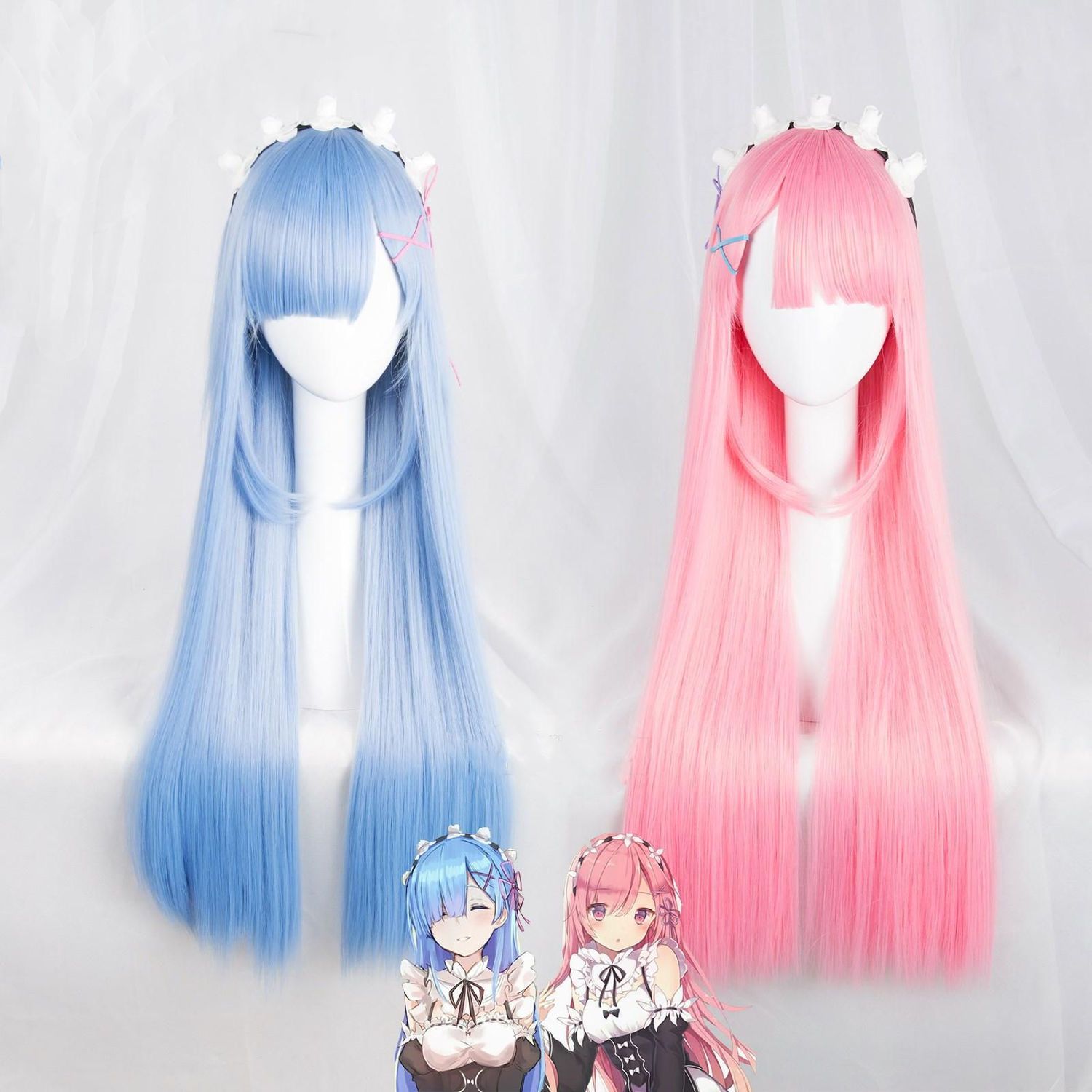 Re Zero Ram & Rem Cosplay-Perü – Re Zero Rem Wig Bewertung und Preis