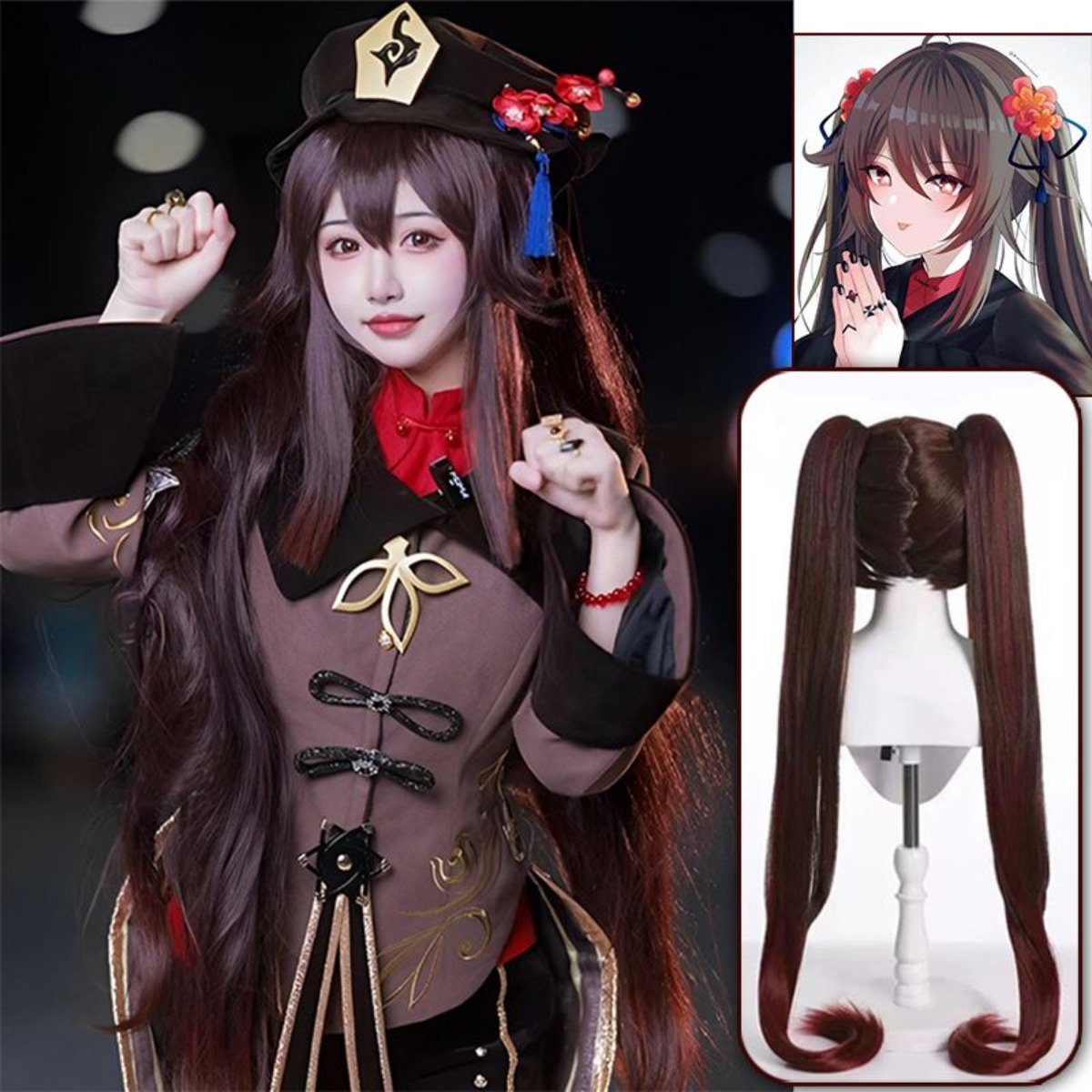 Genshin Impact Hu Tao Cosplay- – Anime Cosplay Duo Bewertung und Preis