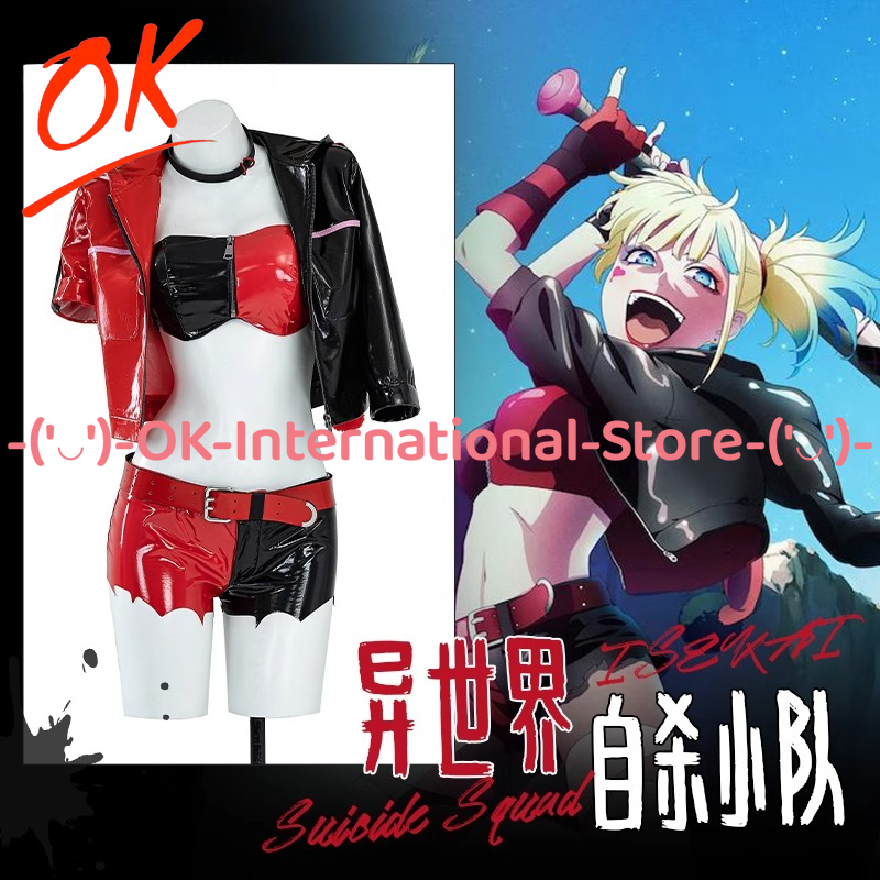 Harley Quinn Cosplay Kostüm An – Anime Harley Quinn Cosplay Bewertung und Preis