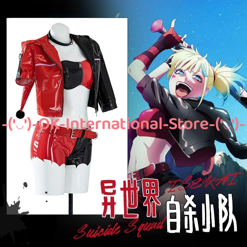 Harley Quinn Cosplay Kostüm An – Anime Harley Quinn Cosplay Bewertung und Preis