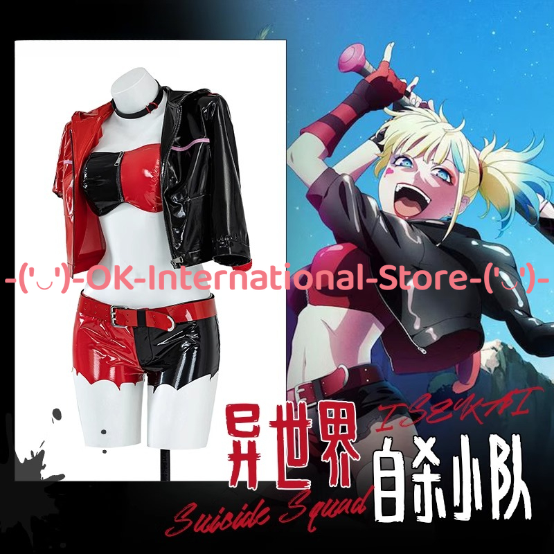 Harley Quinn Cosplay Kostüm An – Anime Harley Quinn Cosplay Bewertung und Preis